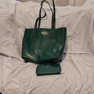 Kate Spade Green Tote Bag and Wallet Set